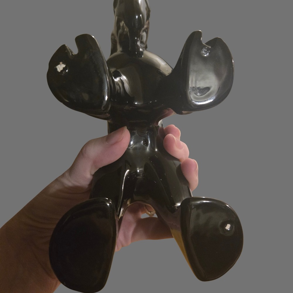 Vtg Royal Haeger Mid Century Modern Black Gloss Ceramic Ibex Ram bookend MCM set - Picture 3 of 11